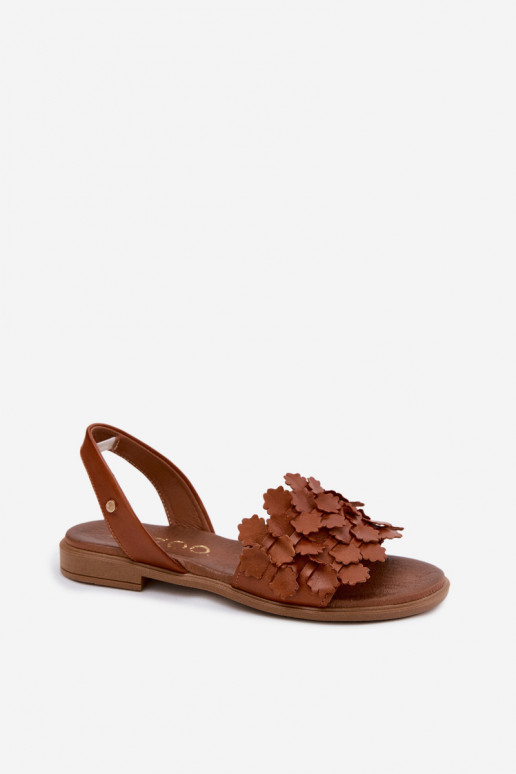 Leather Flat Sandals Zazoo 40468 Brown