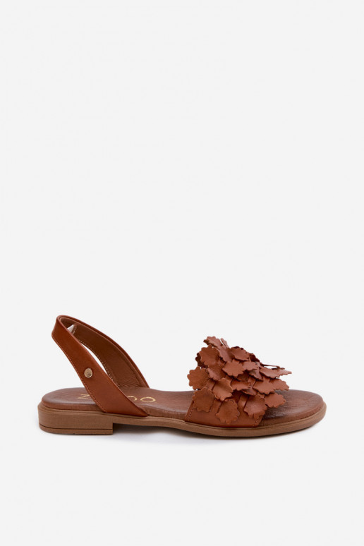 Leather Flat Sandals Zazoo 40468 Brown