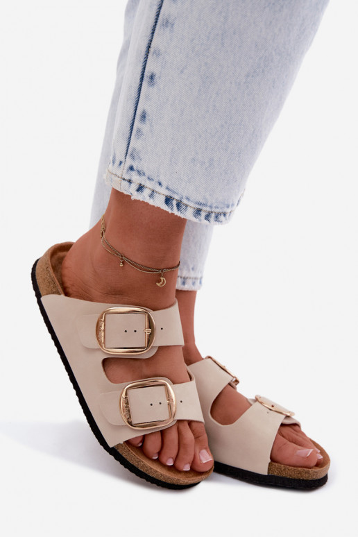 Women's Slippers With Cork Sole And Buckles Lee Cooper LCW-26-35-4454L Beige