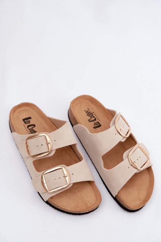 Women's cork-soled slippers with buckles Lee Cooper LCIN-26-35-4454L in sand