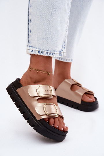 Women's Platform Sandals with Buckles Lee Cooper LCW-26-35-4462L Gold