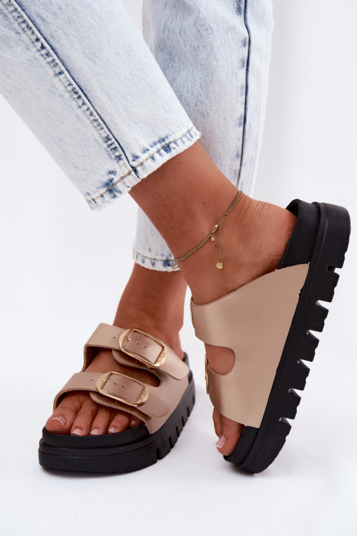 Women's Platform Sandals with Buckles Lee Cooper LCW-26-35-4462L Gold