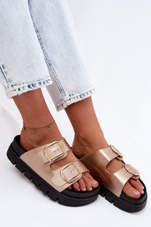 Women's Platform Sandals with Buckles Lee Cooper LCW-26-35-4462L Gold