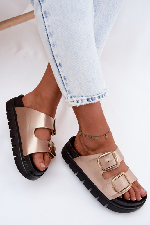 Women's Platform Sandals with Buckles Lee Cooper LCW-26-35-4462L Gold