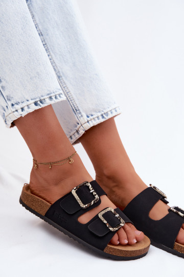 Women's Black Slides With Straps Lee Cooper LCW-26-35-4450L