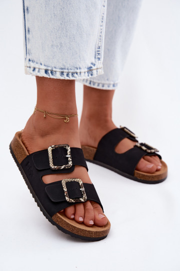 Women's Black Slides With Straps Lee Cooper LCW-26-35-4450L 2