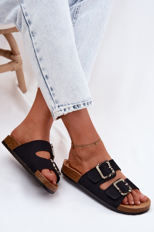 Women's Black Slides With Straps Lee Cooper LCW-26-35-4450L