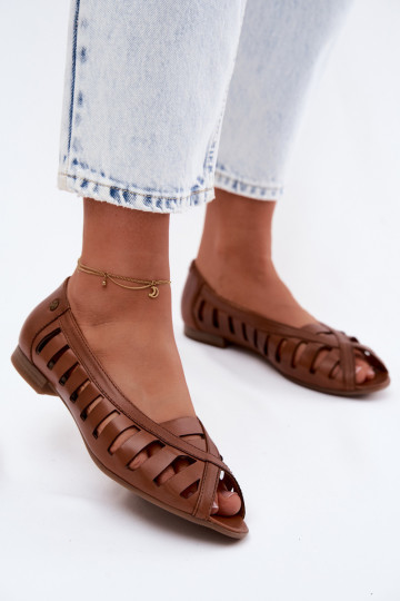 Leather Openwork Ballerinas Maciejka P7540-29 Brown 2