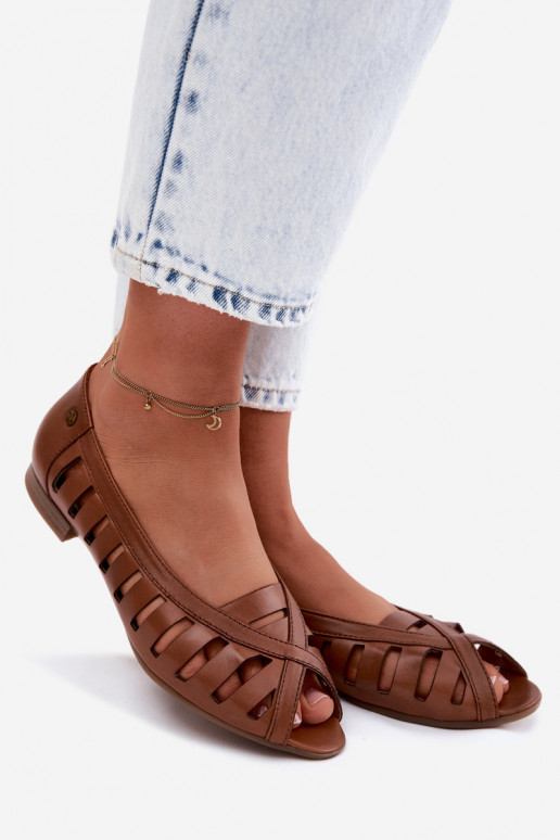 Leather Openwork Ballerinas Maciejka P7540-29 Brown