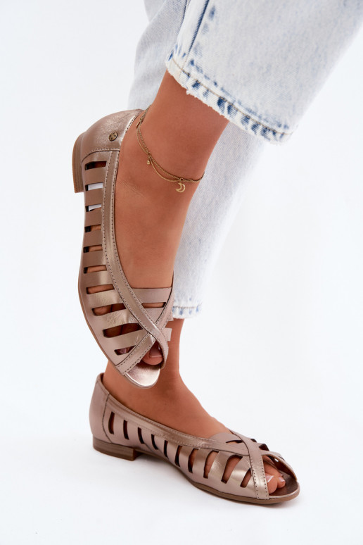 Leather Openwork Ballerinas Maciejka P7540-25 Gold