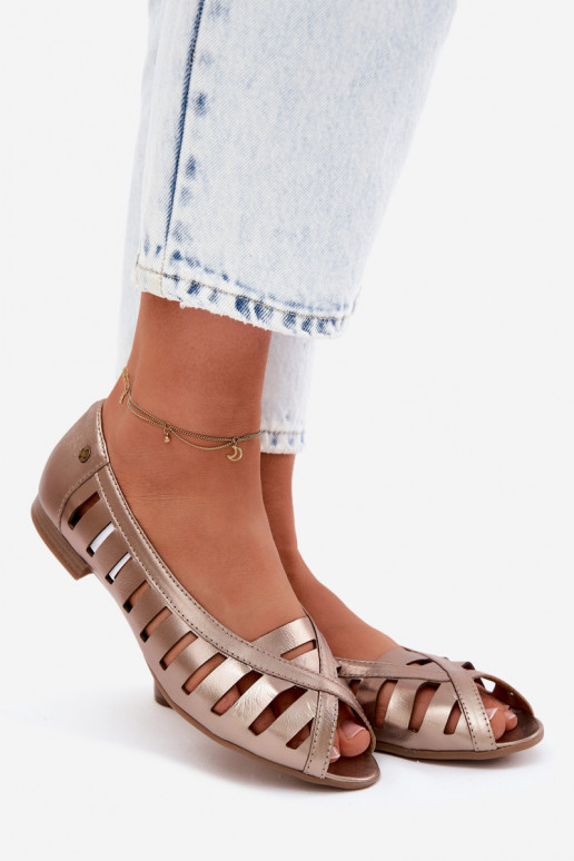 Leather Openwork Ballerinas Maciejka P7540-25 Gold