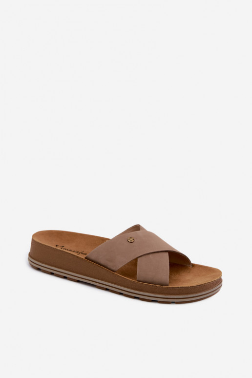 Faux suede women's slippers Tai turiciejka P7504-04 sand