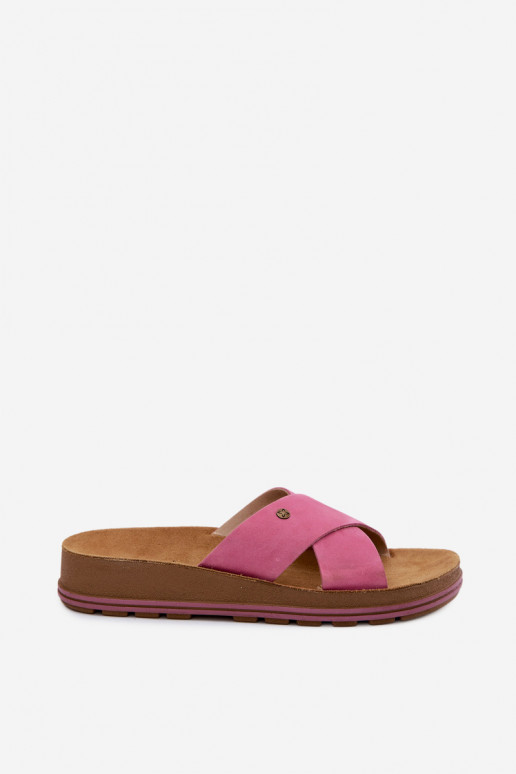Faux suede women's slippers Tai turiciejka P7504-15 pink