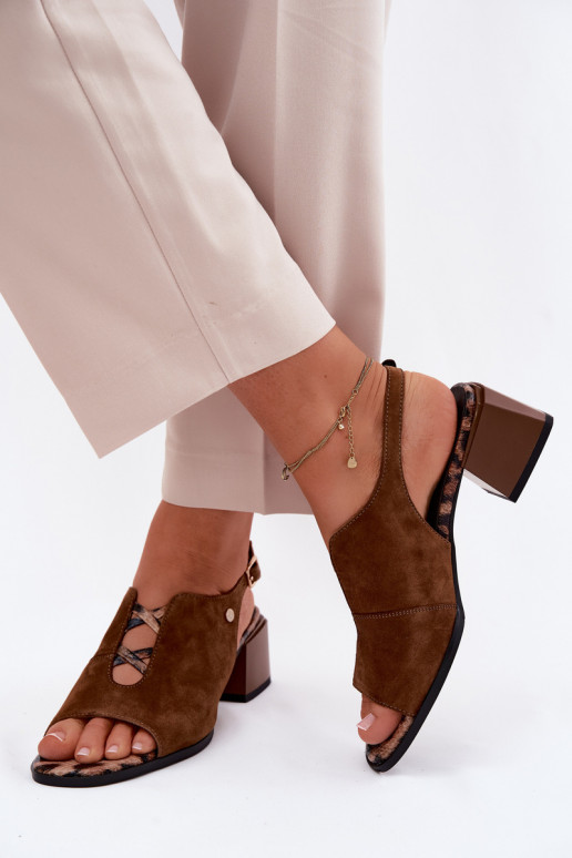 Maciejka K7521-14 Brown Leatherette Sandals with Heel