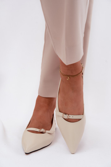 Leather Flat Heel Sandals Maciejka K7449-22 Light Beige 2