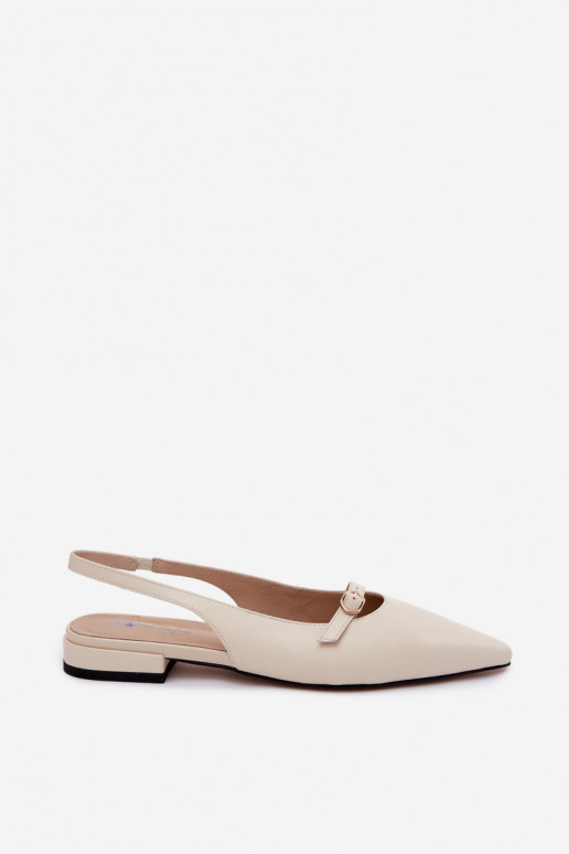 Women's sandals with wide heels Tai turiciejka K7449-22 ivory