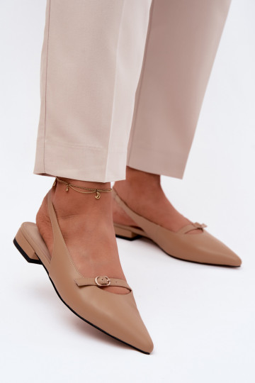 Leather Flat Heeled Sandals Maciejka K7449-04 Dark Beige