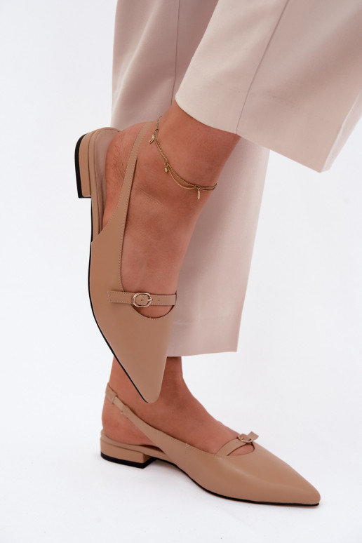 Leather Flat Heeled Sandals Maciejka K7449-04 Dark Beige