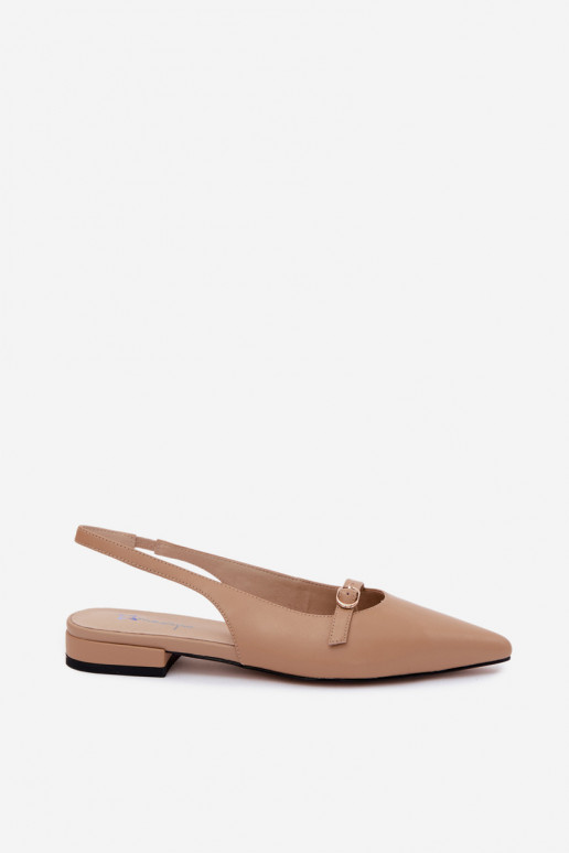 Leather Flat Heeled Sandals Maciejka K7449-04 Dark Beige