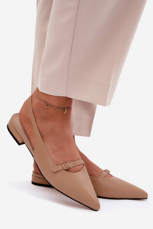 Leather Flat Heeled Sandals Maciejka K7449-04 Dark Beige