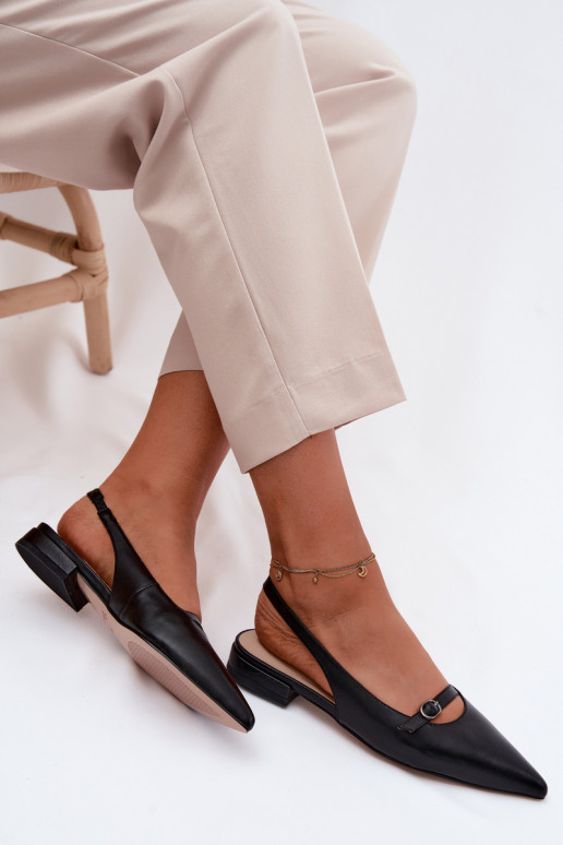 Leather Flat Heel Sandals Maciejka K7449-01 Black