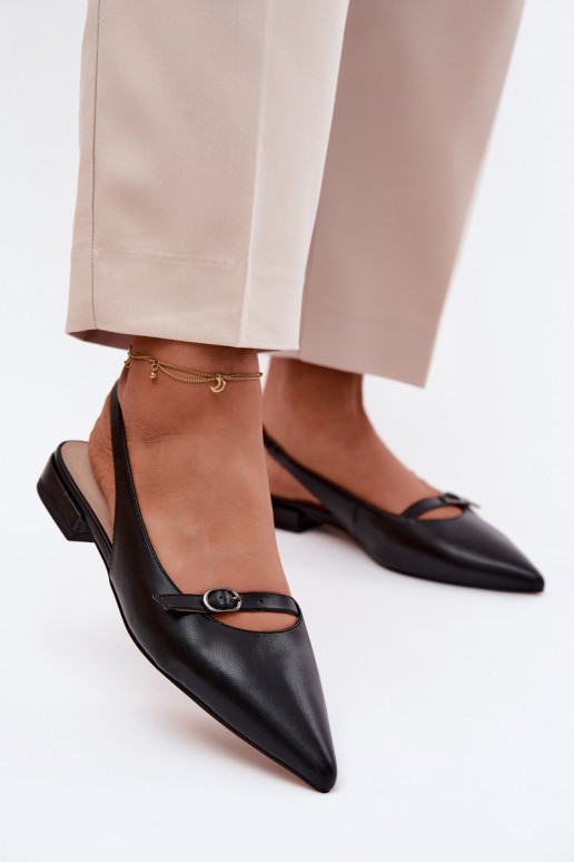 Leather Flat Heel Sandals Maciejka K7449-01 Black