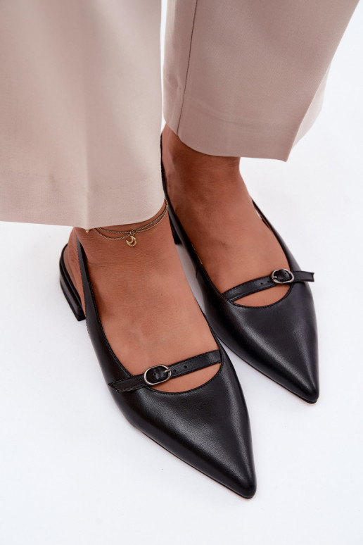 Leather Flat Heel Sandals Maciejka K7449-01 Black