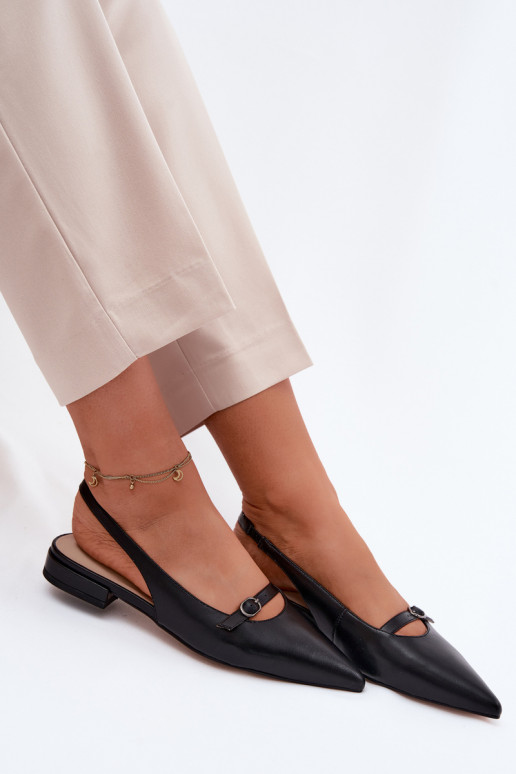 Leather Flat Heel Sandals Maciejka K7449-01 Black