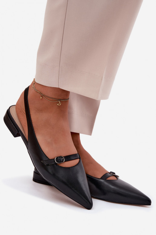 Leather Flat Heel Sandals Maciejka K7449-01 Black