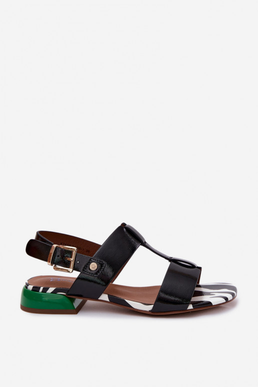 Women's sandals with patent effect Tai turiciejka K7455-01 black