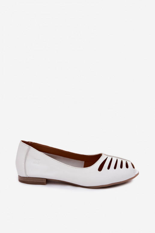 Maciejka P7541-11 White Openwork Leather Ballerinas