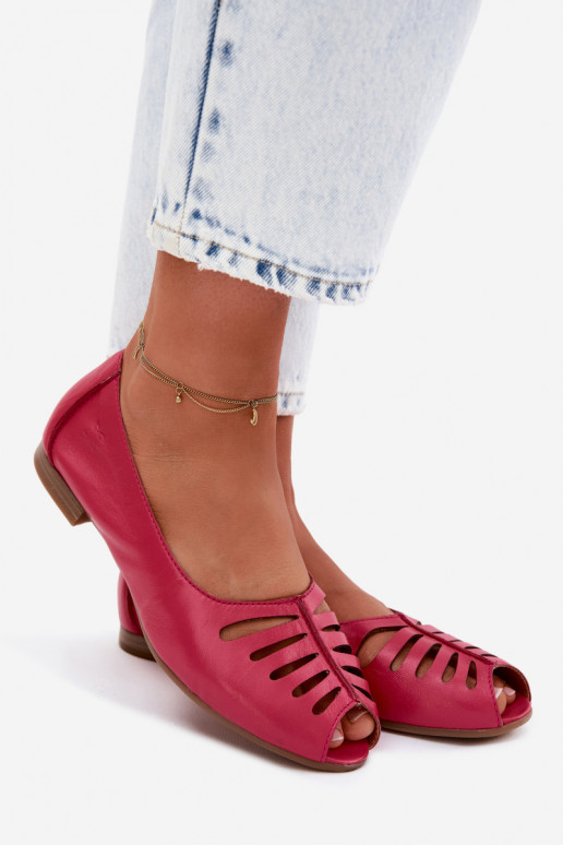 Openwork Ballerinas Made of Natural Leather Maciejka P7541-15 Fuchsia