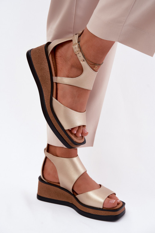 Leather Platform Sandals Maciejka K7471-26 Gold