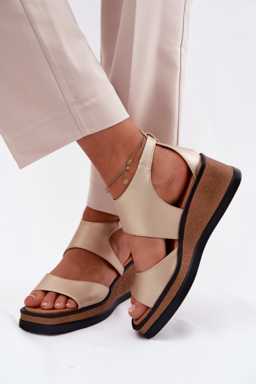 Leather Platform Sandals Maciejka K7471-26 Gold
