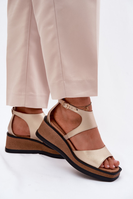 Leather Platform Sandals Maciejka K7471-26 Gold