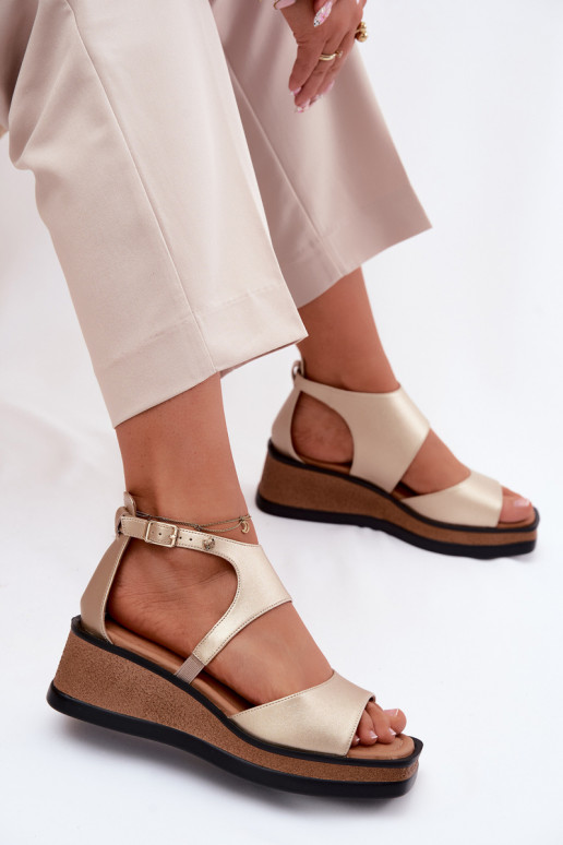 Leather Platform Sandals Maciejka K7471-26 Gold