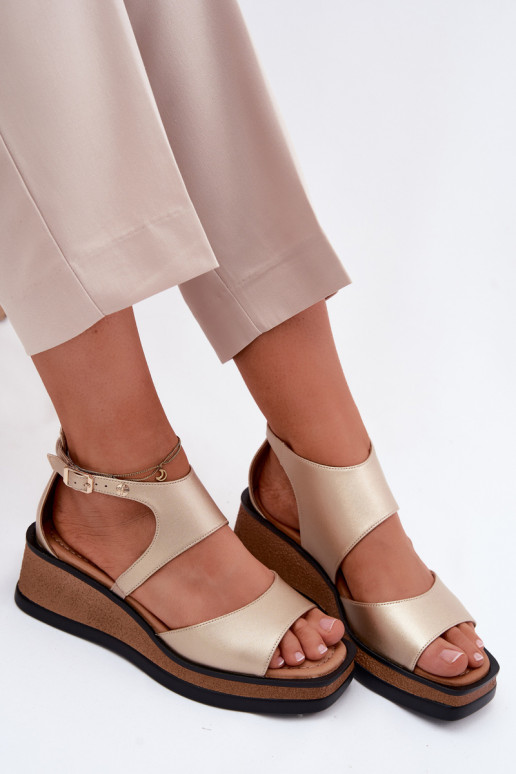 Leather Platform Sandals Maciejka K7471-26 Gold