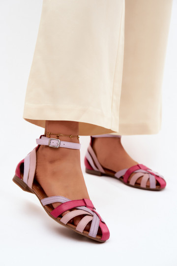 Leather Flat Sandals With Straps Maciejka P7539-15 Pink-Purple 2