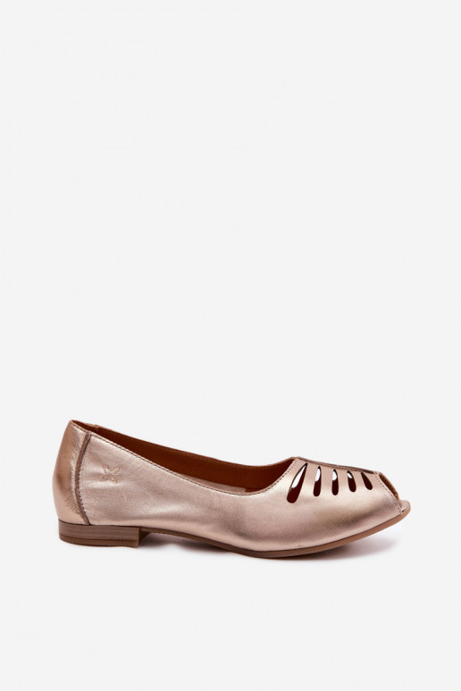 Openwork ballerinas with faux leather Tai turiciejka P7541-32 gold