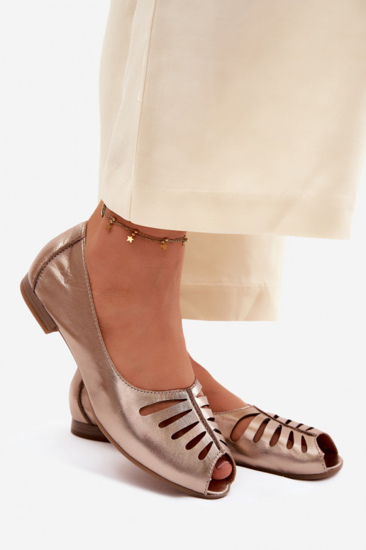 Openwork Leather Ballerinas Maciejka P7541-32 Gold