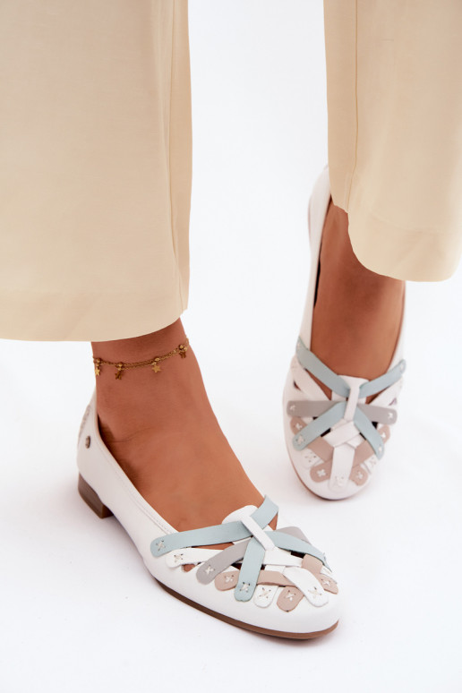 Leather Ballerinas Maciejka P7542-11 White