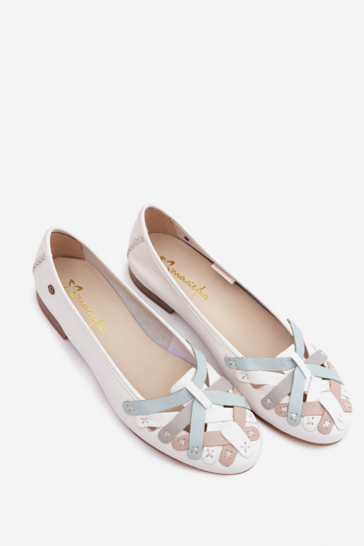 Leather Ballerinas Maciejka P7542-11 White