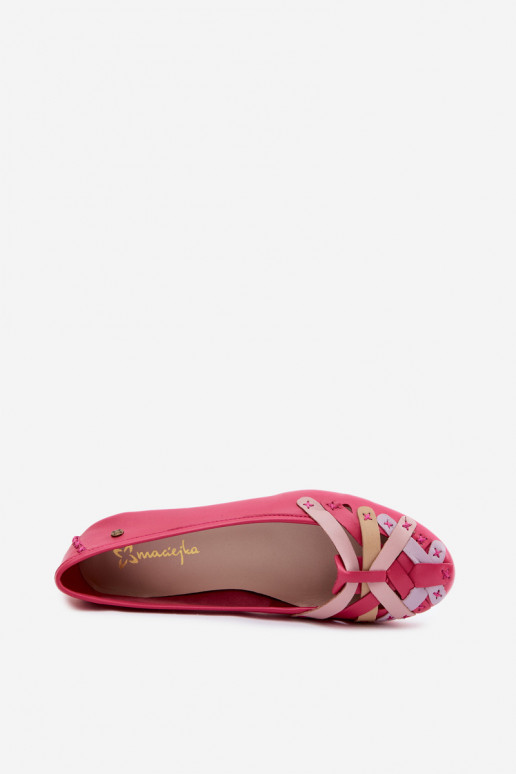 Leather Ballerinas Maciejka P7542-15 Fuchsia