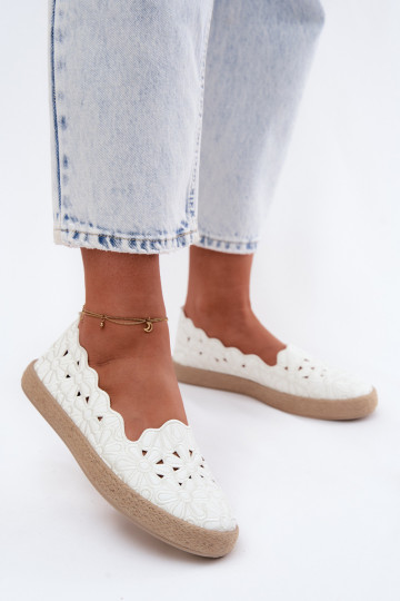 Espadryle Damskie Ażurowe W Kwiaty Białe Merivelle 2