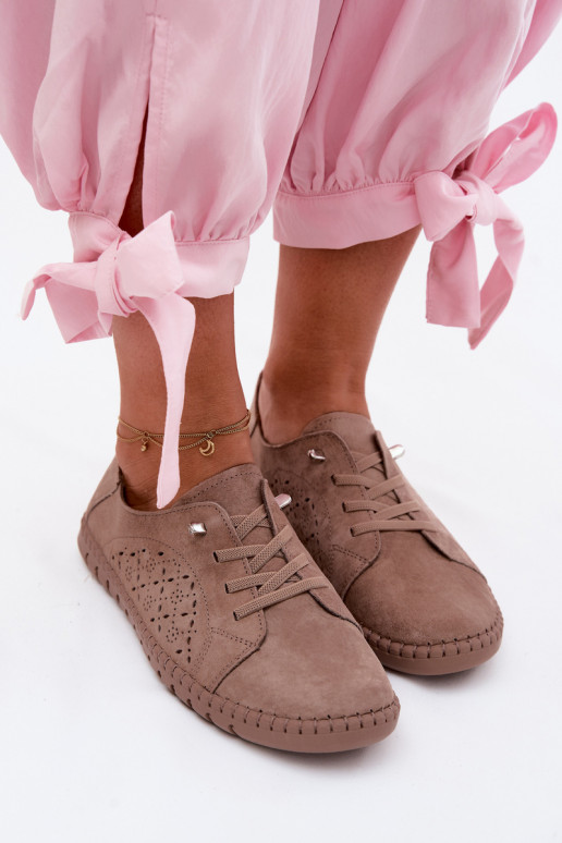 Breathable Suede Loafers Dark Beige Flaria