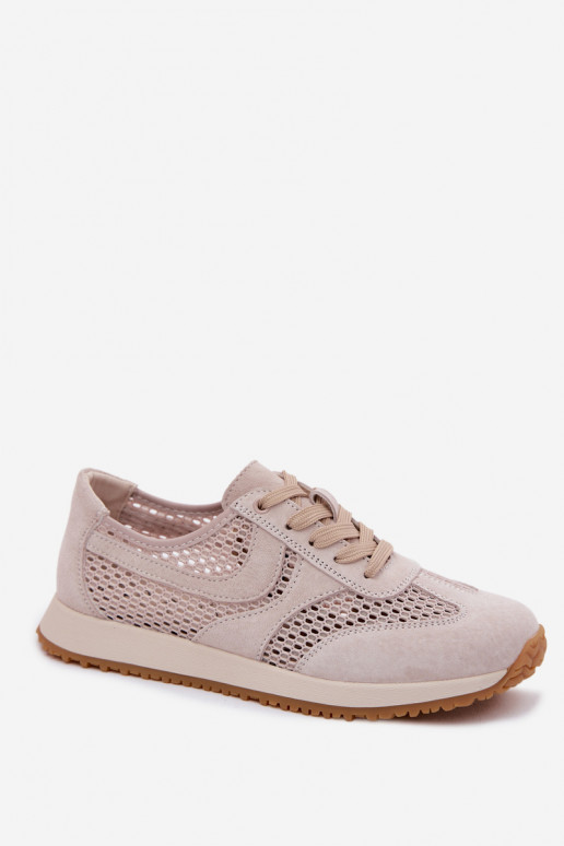 Sports shoes with cut-out elements made of faux suede in ivory color Gelina