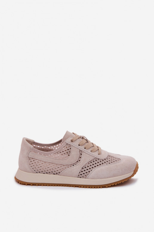 Women's Mesh Sneakers Light Beige Suede Gelina