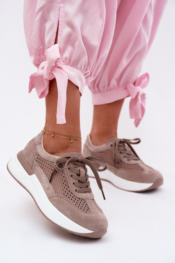 Buty sportowe z sztucznego zamszu na platformie w kolorze piaskowym Norisa 2