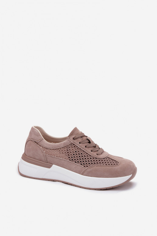 Sports shoes made of faux suede on platform in sand color Norisa