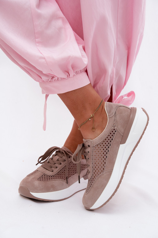 Sports shoes made of faux suede on platform in sand color Norisa